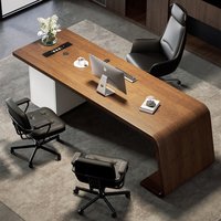 Bureau d'ordinateur moderne en bois massif LBZ-135X avec tiroirs de rangement, pieds en forme de crochet, aucun assemblage requis, personnalisable