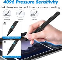Microsoft Surface Pro/stylet léger et rechargeable pour tablettes d'ordinateur portable 4096 sensibilité à la pression Slim 4096 Smart Palm