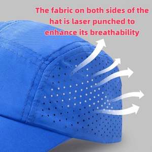 Casquette 5 panneaux en toile respirante, imperméable, anti-UV, perforée au laser, séchage rapide, pour course à pied, cyclisme et sports de plein air - Product Image 2