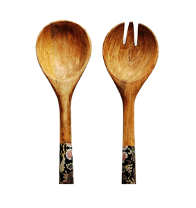 ชุดช้อนส้อมสลัดไม้สไตล์แอฟริกัน ดีไซน์ล่าสุด ทำด้วยมือ เป็นมิตรกับสิ่งแวดล้อม จาก Bay - Product Image 2