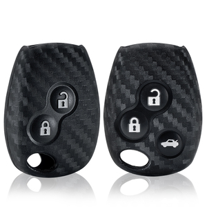Funda de silicona y fibra de carbono para llave de coche, 2 botones, para Renault Clio Trafic Master Twingo Dacia Duster Sandero 2 - Product Image 2