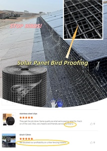 1.5mm Heavy Duty Vinyl Black PVC Coated Galvanized Steel Welded <strong>Wire</strong> <strong>Mesh</strong> 6"x100ft Solar Panel Bird Deterrent Critter Guard - Product Image 4