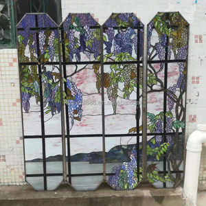 Fenêtres en verre teinté faites à la main, durables, avec motif glycine, fourniture directe d'usine |   Bloc de verre pour la décoration des églises et des villas - Product Image 4