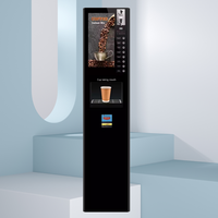 Distributeur automatique de café instantané commercial, 8 boissons chaudes, paiement par pièces, distributeur de gobelets automatique pour les commerces