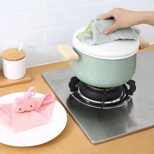 Tête de lapin nouvelle serviette à main suspendue en velours corail de cuisine conception de tête d'animal chiffon de nettoyage absorbant en polyester - Product Image 4