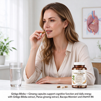 Capsules de Ginkgo Biloba et de Ginseng à Marque Privée OEM, 60 Comprimés avec Complément Alimentaire à base de Bacopa