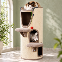 Arbre à chat cylindrique multi-niveaux de 96 cm en sisal avec 3 niches et plateformes d'escalade pour grands chats d'intérieur - Vente en gros