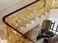 Moderne Luxueux Alliage d'Aluminium Doré Laiton Garde-corps Balustrade Design Haut de Gamme Escalier Villa Hôtel Plancher Élégant