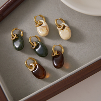 Boucles d'oreilles créoles J&D Jewelry en résine ambrée, plaqué or 18 carats, acier inoxydable, zircone, bijoux étanches pour femme, idéales pour les vacances