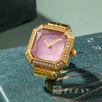 Cincin nada jari persegi berlian tangan Mini kustom populer untuk pria dan wanita jam tangan kuarsa mewah dengan Logo personalisasi keluaran baru
