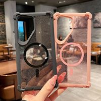 Étui de téléphone transparent robuste magnétique pour Samsung Galaxy S25 Ultra S24 Plus, coque rigide antichoc avec paillettes, Funda