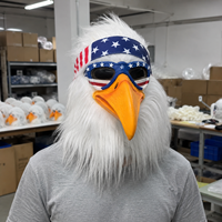 Masque réaliste en latex d'aigle à tête entière avec bandeau drapeau américain – Tendance pour fêtes, cosplay, Halloween, événements, festivals, 18 ans et plus