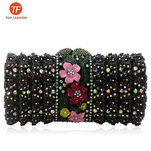 Wholesales Luxury butterfly Flower Rhinestone Clutch Women Evening Bags Crystal Purse from factory