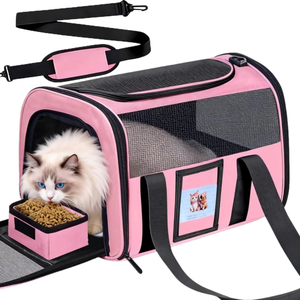 Foldable Oxford Pet Carrier Bag with Zipper Closure Portable Solid Pattern Handheld Dog & Cat Travel <b>Crate</b> for Small Pets - Product Image 1