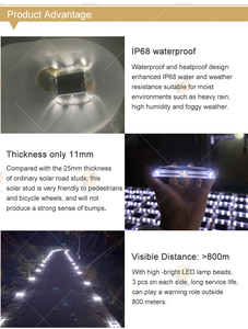 Dissuasore Stradale Solare a Occhio di Gatto, Sottile e Leggero, con Copertura in PC Durevole, Capacità di Carico 20T, per Illuminazione Stradale e Segnalazione Lampeggiante - Product Image 5