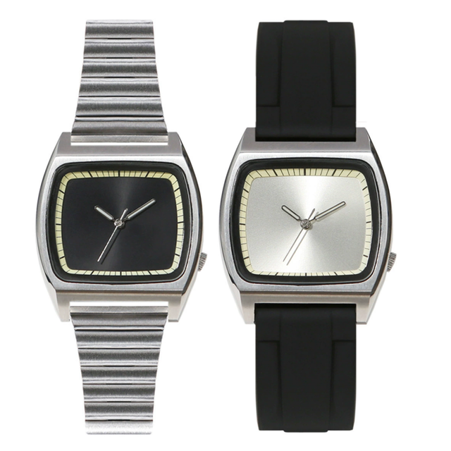 Square Customize Logo Brand Stainless Steel Silver Brushed Polished Quartz SEIKO Movement Fashion Silicone Band Watch Simple
