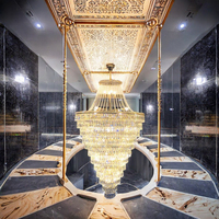 Lustre moderne Fortune en cristal pour escalier et plafond, luminaires suspendus LED, corps en fer, CRI 80, pour salle à manger/salon, or/noir, lumière du jour 5000K