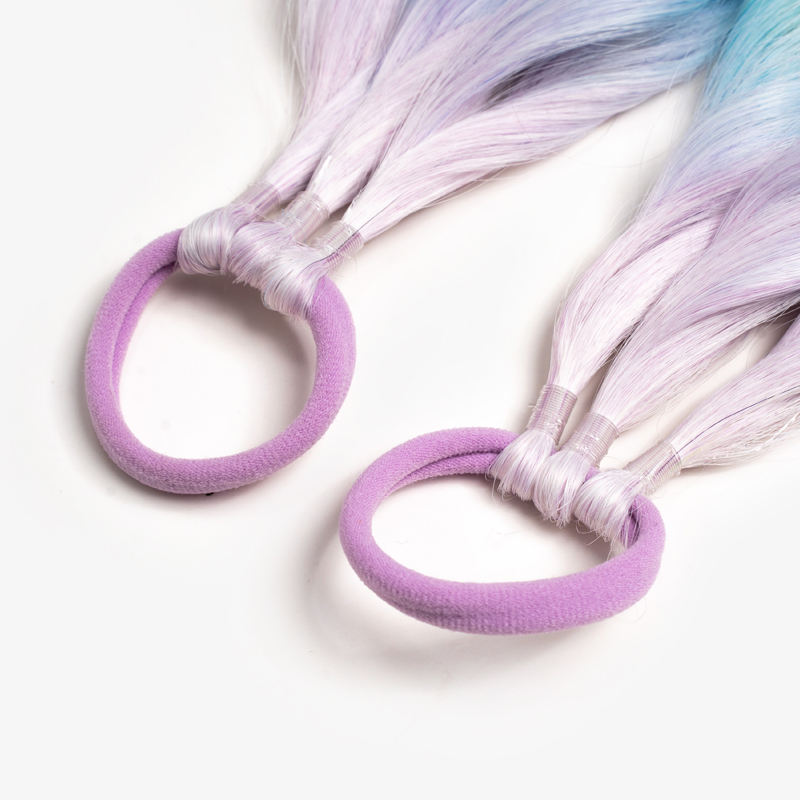 24-Inch Elastic Synthetic Bubble Ponytail with Deep Wave Style Glittering Kids Hair Extensions for Kids Sparkling Tinsel Braids