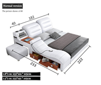 Lit Tatami Chambre Parentale Simple et Moderne en Cuir de Massage, Lit Double Intelligent avec Rangement Multifonctionnel, Art du Cuir, Lit de Mariage