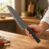 Couteau de chef VG10 KitchenBliss, manche en bois de guibourtia rouge et laque, couteau Damas, couteau japonais Kiritsuke