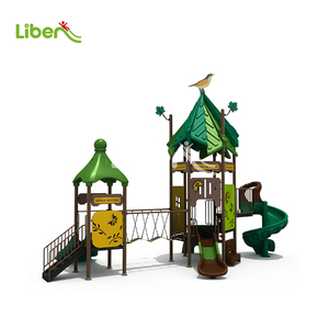 สวนสนุกธีมป่าไม้ สนามเด็กเล่นกลางแจ้ง พร้อมสไลเดอร์ กำแพงปีนป่าย และสะพานแข<span class=keywords><strong>ว</strong></span>นสำหรับเด็ก - Product Image 3