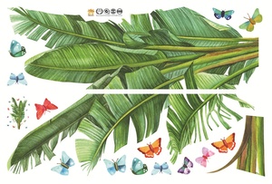 Verde tropicale foglia di palma <span class=keywords><strong>piante</strong></span> stampate autoadesive PVC adesivo <span class=keywords><strong>da</strong></span> <span class=keywords><strong>parete</strong></span> soggiorno per casa ristorante elegante e Versatile arte della <span class=keywords><strong>parete</strong></span> - Product Image 6