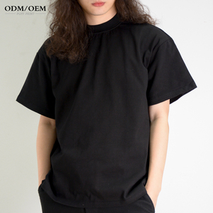T-shirt Homme 350 g/m² 100% Coton Col Mock Rib Coupe Oversize Épaules Tombantes T-shirt Vierge Streetwear Lourd Uni pour Homme - Product Image 5