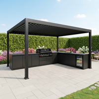 Ensemble de cuisine extérieure résistant aux intempéries Youya Garden/courtyard avec barbecue et réfrigérateur, cuisine extérieure en forme de L avec bar et pergola