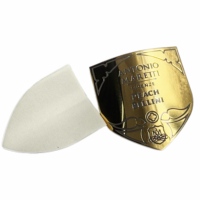 Étiquette de parfum en aluminium personnalisée de haute qualité avec logo gris sur fond doré