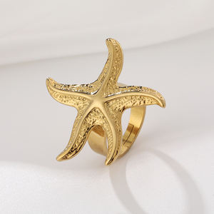 Anillo clásico ajustable de acero inoxidable para mujer con chapado en oro antiguo - Product Image 3