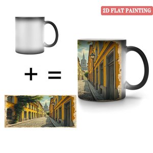 Mug simple et sobre en céramique noire de 11 oz, givré, sensible à la chaleur, pour usage quotidien - Product Image 4
