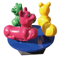 Manège pour enfants en promotion avec formes d'animaux, sièges en métal et plastique pour écoles et aires de jeux extérieures