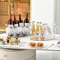 Seau à glace en plastique PET transparent pour bar à domicile, refroidisseur à vin, écologique et portable, qualité alimentaire, style américain