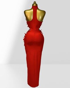 立体花瓣无袖A字高开叉绑带连衣裙 - 优雅派对礼服 - Product Image 2