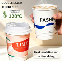 Gobelets en papier jetables à double paroi pour boissons chaudes et froides, personnalisables avec logo, pour salons de thé et bubble tea