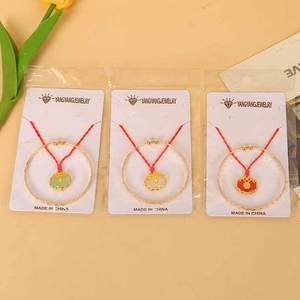 Yangyang Jewelry <b>Red</b> Fortune Pendant <b>Bracelet</b> Gold Plated Chinese Style Women's Everyday Wear Jewelry Made In China - Product Image 2