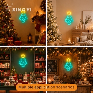 <span class=keywords><strong>Plaque</strong></span> néon bicolore en forme d'arbre, ornement mural lumineux personnalisé pour la publicité de vacances, vitrine de magasin, affichage commercial - Product Image 2