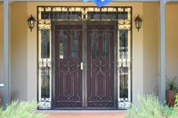 Porte de sécurité à double entrée en fer forgé antique, moderne, en acier et en verre, pour villa et manoir de luxe, entrée principale