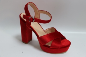 Sandali <span class=keywords><strong>con</strong></span> Plateau in Velluto Rosso, Tacco Alto, <span class=keywords><strong>Cinturino</strong></span> alla Caviglia Annodato, Tacco Grosso, Marrone, Scarpe da Donna per Feste Estive e Club - Product Image 2