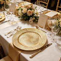 Assiettes de présentation modernes en PP, motif doré/argenté, 33 cm, résistantes aux rayures, pour centres de table de mariage et usage domestique