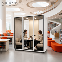 Cabine de bureau insonorisée mobile taille L, cabine de réunion acoustique modulaire pour 2 à 4 personnes avec ventilation réglable et éclairage LED