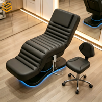 Table de massage électrique portable polyvalente à 3 moteurs avec base LED, lit de traitement professionnel pour SPA et salon de beauté, tabouret inclus
