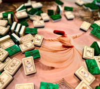 Tuiles de Mahjong Shukr, Tuiles de Mahjong gravées, Tuiles de Mahjong américaines, Tuiles de Mahjong vertes