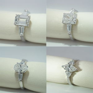 Luxury Fancy Shape Three <b>Stone</b> Lab Diamond Engagement Ring 10k White Gold Diamond Ring Starsgem - Product Image 2