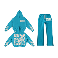 Ensemble de survêtement sportif pour homme personnalisé, 400 g/m², avec pantalon évasé et sweat à capuche, impression numérique sérigraphiée