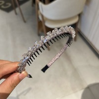 Nouveau serre-tête pour femme 2025, fait main, antidérapant, orné de strass et à dents, polyvalent, pour le lavage du visage et l'extérieur, très tendance