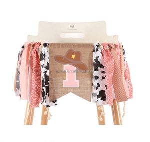 Bannière de chaise haute Cowgirl One, thème <span class=keywords><strong>ferme</strong></span> western rose pour fille, pour premier <span class=keywords><strong>anniversaire</strong></span>, toile de fond photo pour Smash Cake - Product Image 1
