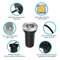 Luz LED COB de Alta Eficiencia de 6W para Exteriores, IP67 Impermeable, Acero Inoxidable 316SS, Foco Empotrado para Jardín