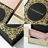 Boîte à bijoux magnétique en forme de livre, 1200g, en carton rigide, avec couvercle rabattable, emballage personnalisé avec dorure à chaud, fabricant en gros