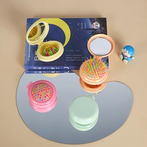 Folding Air Cushion Comb Makeup <b>Mirror</b> <b>Compact</b> Round Plastic Mini Portable With Massage Bristles Mixed Colors 10-15Cm - Product Image 2